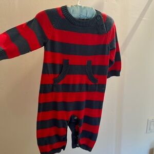 Dwell studio, cotton sweater, baby onesie, romper size 3 months red navy